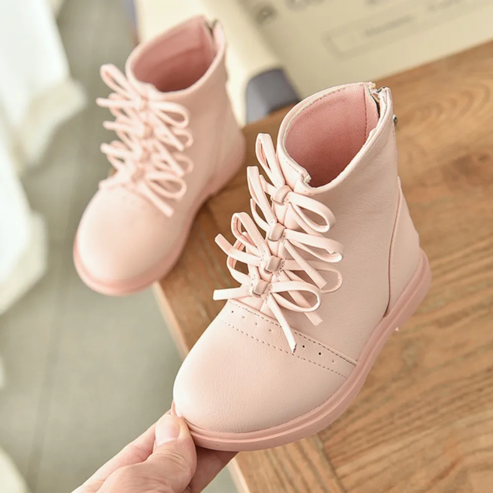 Высококачественные розовые ботинки для девочек, модные детские ботинки для маленьких девочек, осенне-зимняя хлопковая брендовая модная обувь для маленьких детей - Цвет: Розовый