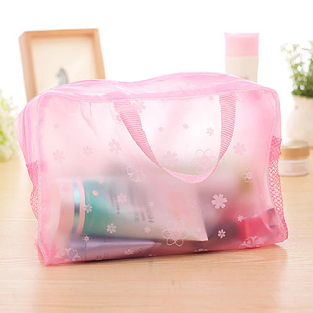 Водонепроницаемая сумка для хранения из ПВХ, прозрачный органайзер для дома и путешествий, для мытья ванной, принадлежности для купания, сумка для хранения - Цвет: Розовый цвет