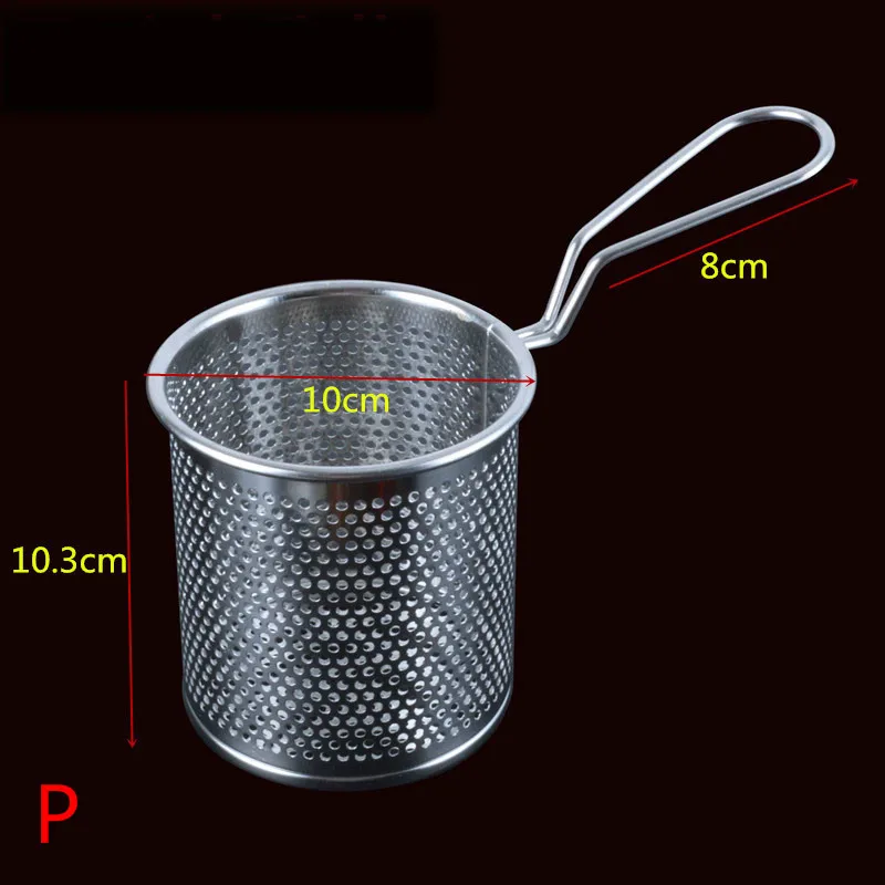 P 10x10.3cm 22 размера фритюрница корзина экран картофель фри рамка квадратный фильтр сетка зашифровать дуршлаг ситечко в форме жарки нержавеющая сталь в сетке - Цвет: P 10x10.3cm