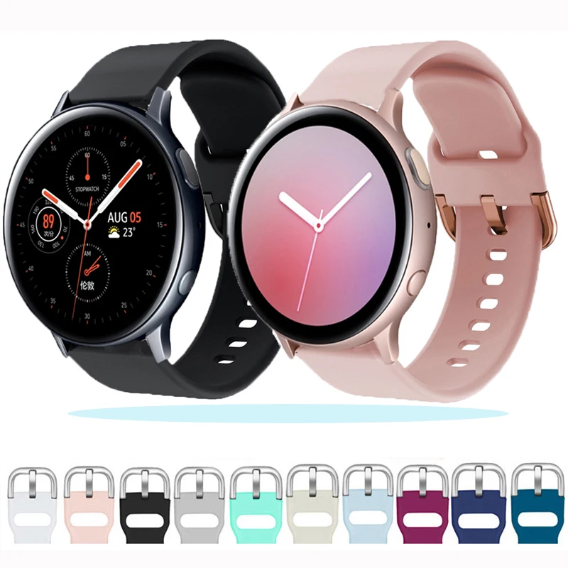 Ремешок силиконовый для наручных часов браслет Samsung Galaxy watch 46 мм 42 Active2 Active1 Gear S3