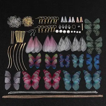 

Handmade Large Pack Beautiful Fairy Tale Dragonfly Butterflies Wing Earrings Cicada Wing Charm Earrings Jewelry Making