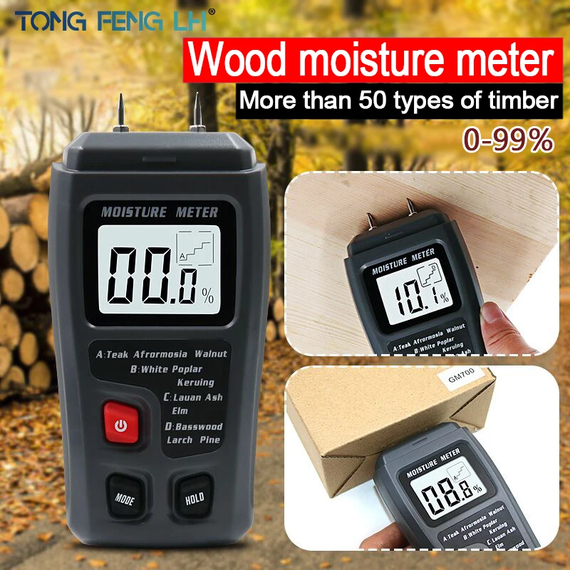 

Two Pins 0-99.9% Digital Wood Moisture Meter Wood Humidity Tester Hygrometer Timber Damp Detector Large LCD Display