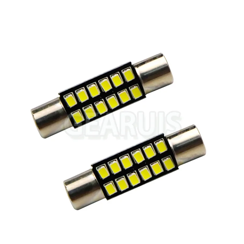 100 шт. AC 12 В T6 Festoon Dome T6.3 28 мм 31 мм 12 SMD светодиодный лампочка Автомобильная подсветка косметического зеркала солнцезащитный козырек предохранитель свет белый 12 В