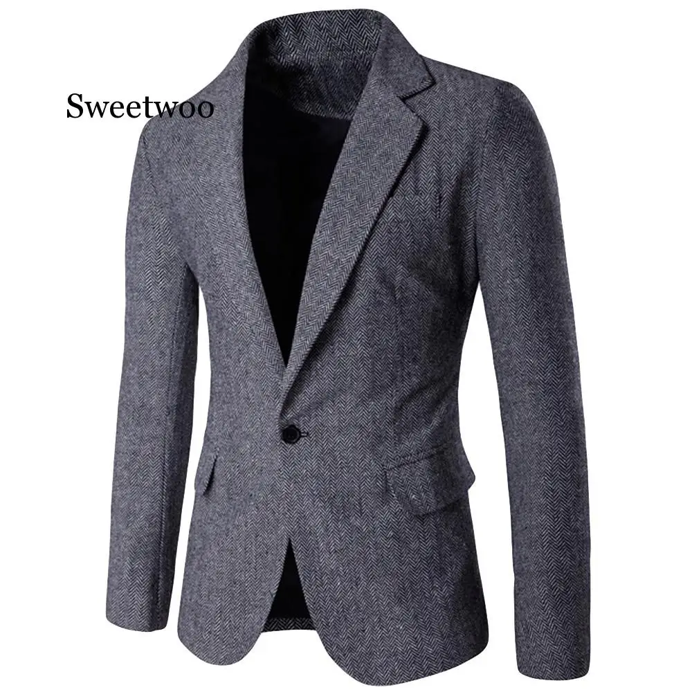 

Men's Jacket Casual Pure Color Single Button Long Sleeve Suit Jacket Coat blazer men jackets and coats