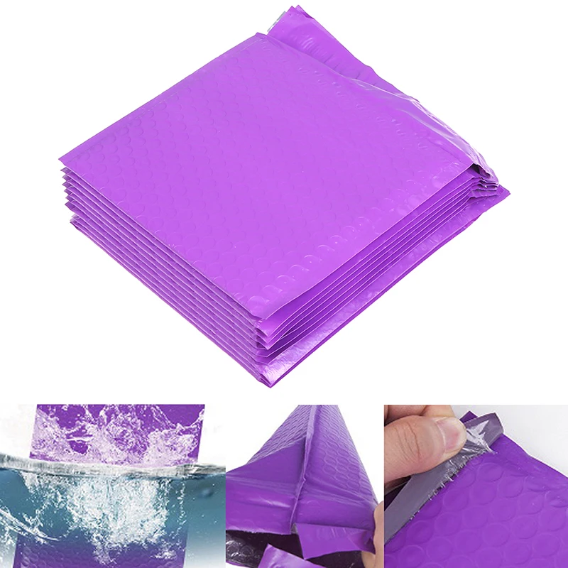 10 Uds 20,4*17,8 cm correo de burbujas de polietileno Color púrpura a prueba de golpes correo de burbujas envío de correo acolchado bolsas de sobres