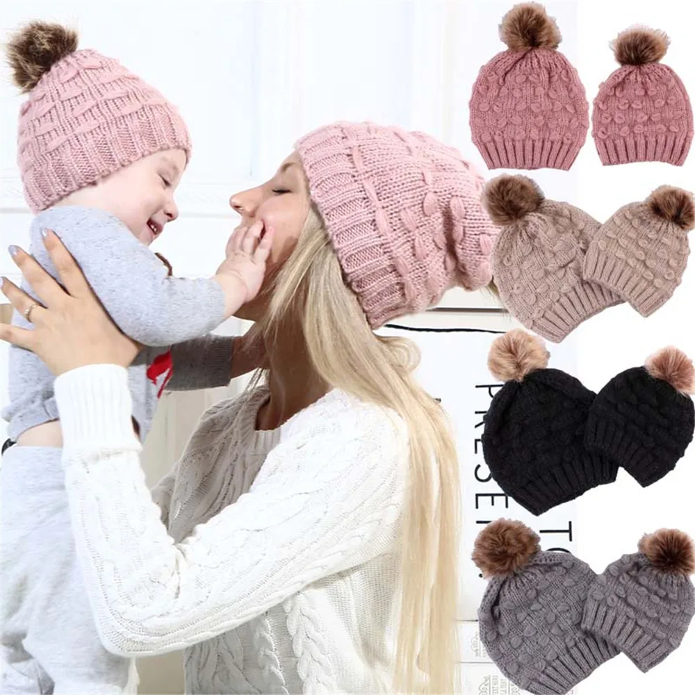 Новинка; зимняя шапка для мужчин, женщин и детей; Skullies Beanies; вязаная шапочка; шапки для родителей и детей; теплая однотонная детская мягкая шапка; шапка