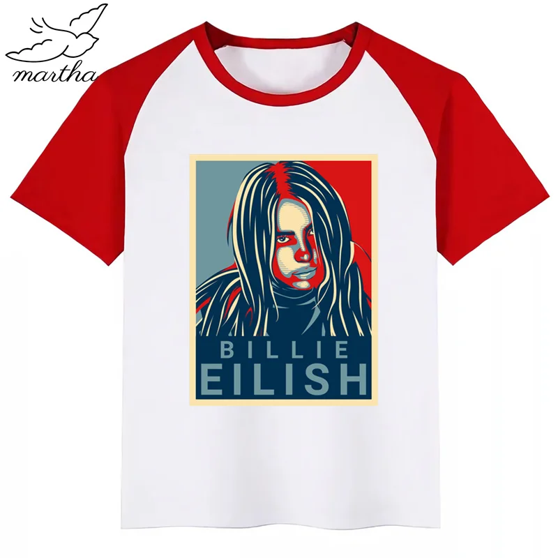 BoysGirls Billie Eilish/футболка с мультяшным принтом детская забавная одежда детская летняя футболка с короткими рукавами для малышей