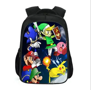 

16inch New Super Mario Smash Bros Cartoon Backpack Children School Bags for Boys Girls Satchel Kids Schoolbag for pupils