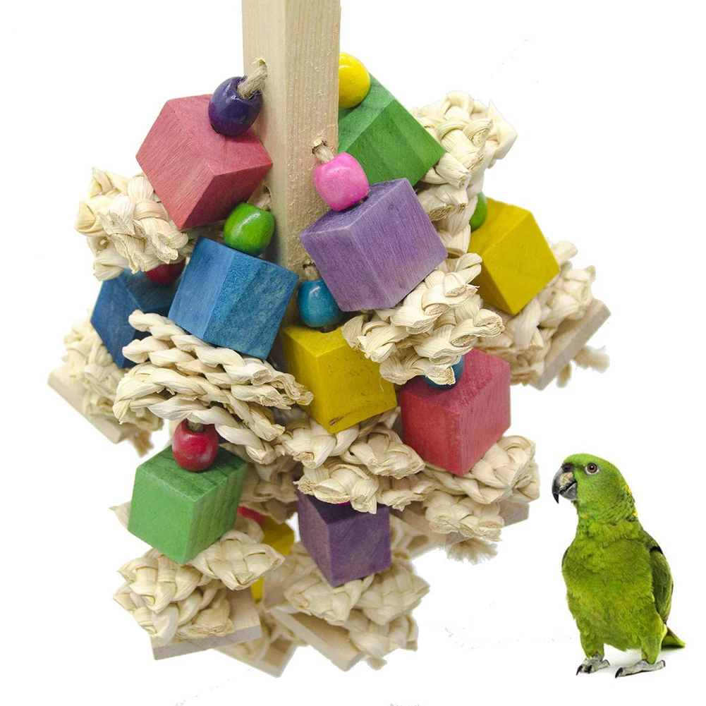 Pet Bird Parrot деревянные блоки кукурузной шелухи подвесные клетки Жевательная игра Укус игрушка хороший