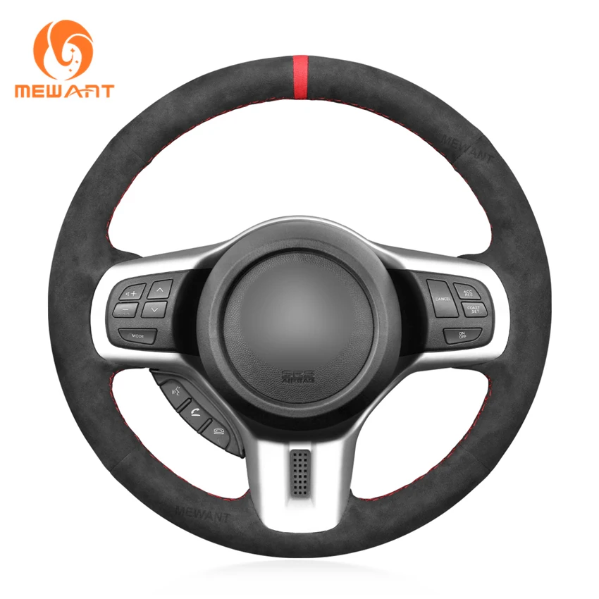 

MEWANT Black Dark Gray Alcantara Car Steering Wheel Cover for Mitsubishi Lancer Evolution EVO X EVO 10 2008 2009-2012 2013 2014