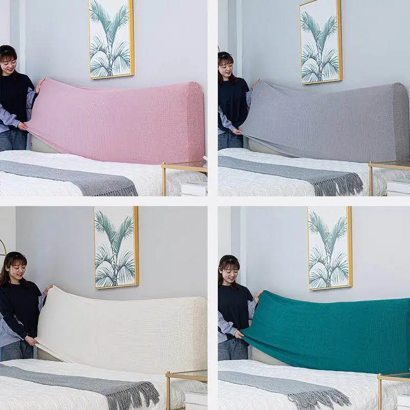 Polar Fleece Fabric All inclusive Headboard Covers Pink Bedspread Soft Dust Back Protective Elastic Cloth All