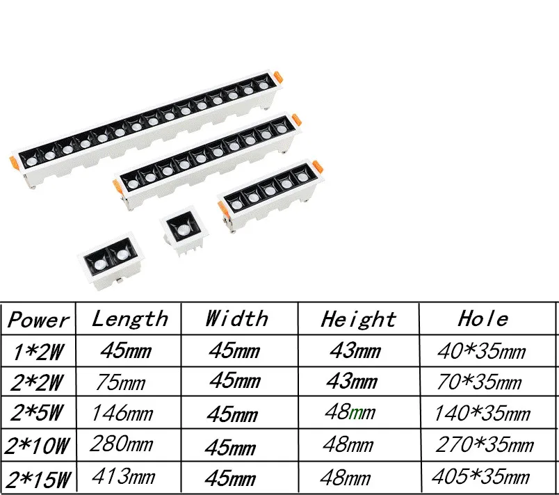 Dimmable LED Downlight Spot Light line light bar creative linear long strip CRI>85 living room corridor light Recessed Light
