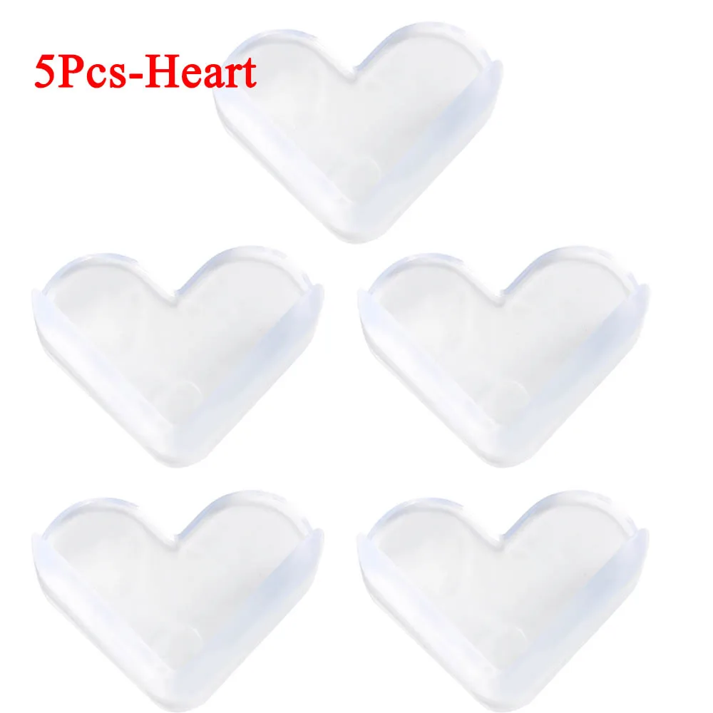 5Pcs-Heart Детский безопасный уголок для ребенка угловая Защита Детские Силиконовые накладка на углы защита головы антиколлизия угловая - Цвет: 5Pcs-Heart