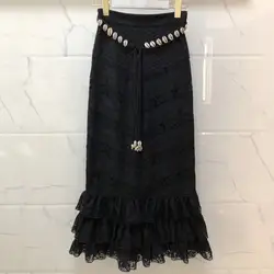 Женская длинная юбка летняя элегантная Высокая талия А-силуэт шелковая юбка с принтом для дам 2019 модная Новая женская юбка