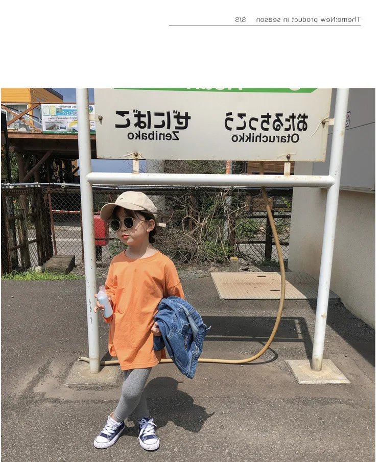 Новое поступление, Весенняя Однотонная футболка с длинным рукавом для девочек, детские хлопковые топы