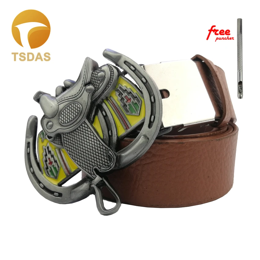 Красочные ЛОШАДЬ СЕДЛО ремень пряжка с серебряной отделкой модный пряжки костюм