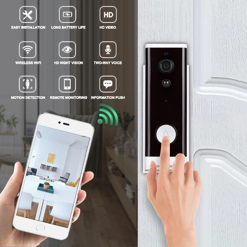 Wifi дверной Звонок камера видения умный срок службы Wi-Fi видео 1080P домофон дверной звонок для квартиры ИК сигнализация беспроводная безопасность ночь
