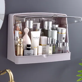 

Wall-mounted cosmetic storage box without punching wall-mounted toilet skin care products bathroom kitchen multi-functional rack