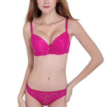 

New Women's Underwear Set Lace Sexy Push-Up Bra And Panty Sets Bow Comfortable Brassiere Young Bra Adjustable Deep V Lingerie