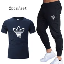 Летний спортивный костюм быстросохнущая футболка+ брюки спортивный костюм s свободные спортивные костюмы мужские осенние Спортзал Фитнес Бег набор спортивный костюм для бега