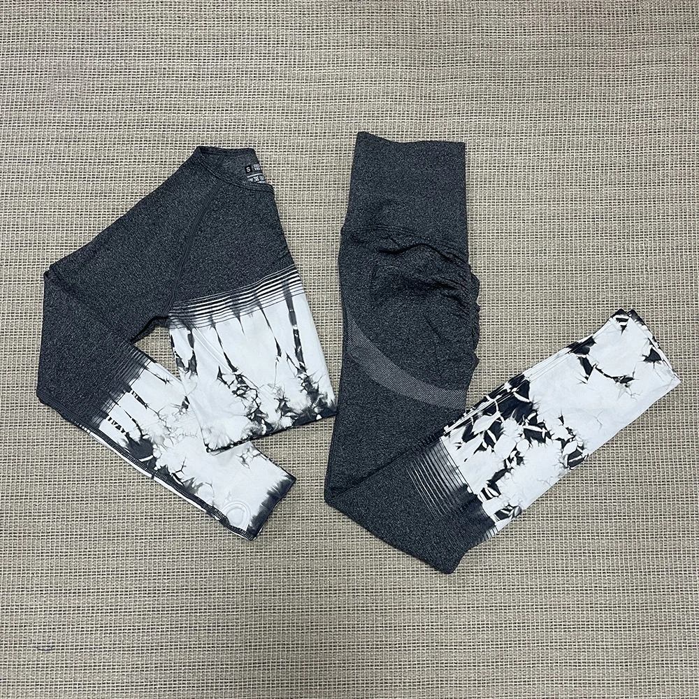 Новый окрашенный бесшовный комплект для йоги женская одежда спортзала фитнеса