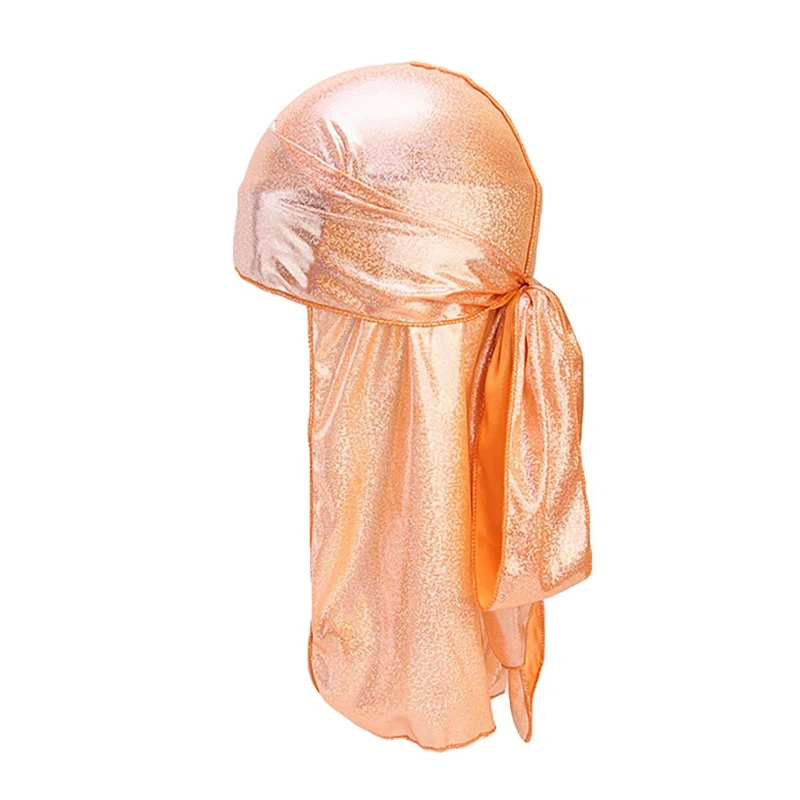 E Recommend Sports Beach Cap Long-tailed Pearlescent Glitter Turban Silky Cap Head Wrap Bandana Headwear - Цвет: E