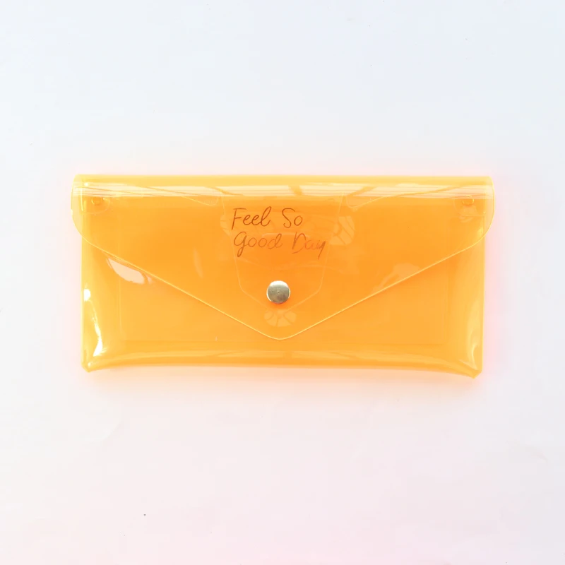 Domikee, милые, миленькие в японском стиле(«Каваий»), цвета радуги для девочек прозрачный ПВХ школьников на молнии сумка для карандашей пакет для девочек канцелярские принадлежности - Цвет: Оранжевый