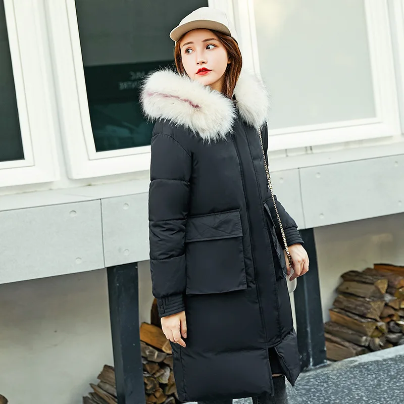 

Cotton-padded Clothes Women's 2019 Winter New Style down Jacket Cotton-padded Clothes Mid-length Korean-style Slim Fit Large Fur