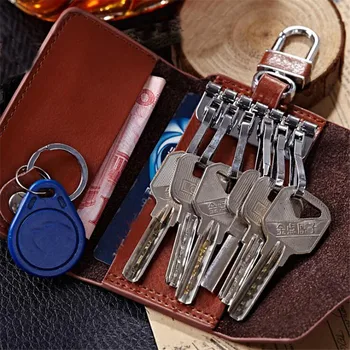

New Multi-function High Quality Leather Key Bag Car Key Card Package Unisex Leather Business Gift