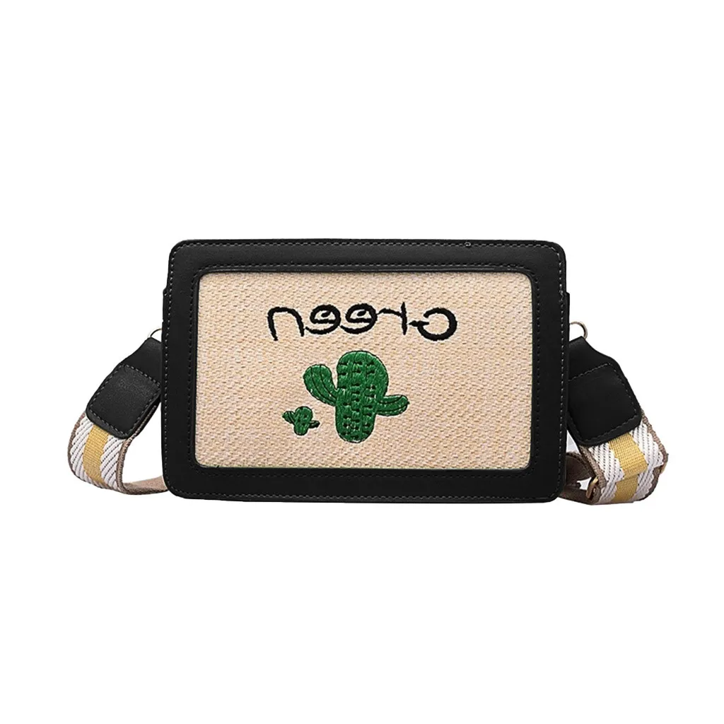 New Elegant Shoulder Bag Women Wild Simple Messenger Bag For Girls Women Beach Color Matching Woven Burlap Square Bag K813 - Цвет: Black