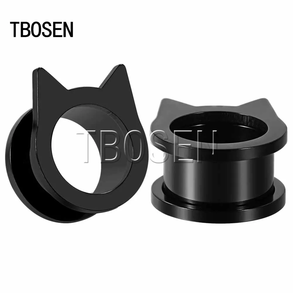 Black TBOSEN ушные датчики серьги с винтовой застежкой пирсинг пробки туннели носилки из нержавеющей стали модные ювелирные расширители тела шпильки для женщин и мужчин - Окраска металла: Black