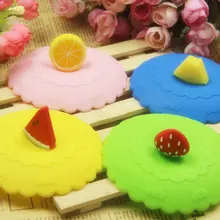 Милые фрукты украшают питьевой воды крышка FDA силиконовые Анти-пыль чаша крышка чашки уплотнения стеклянные кружки Крышка диаметр 10 см