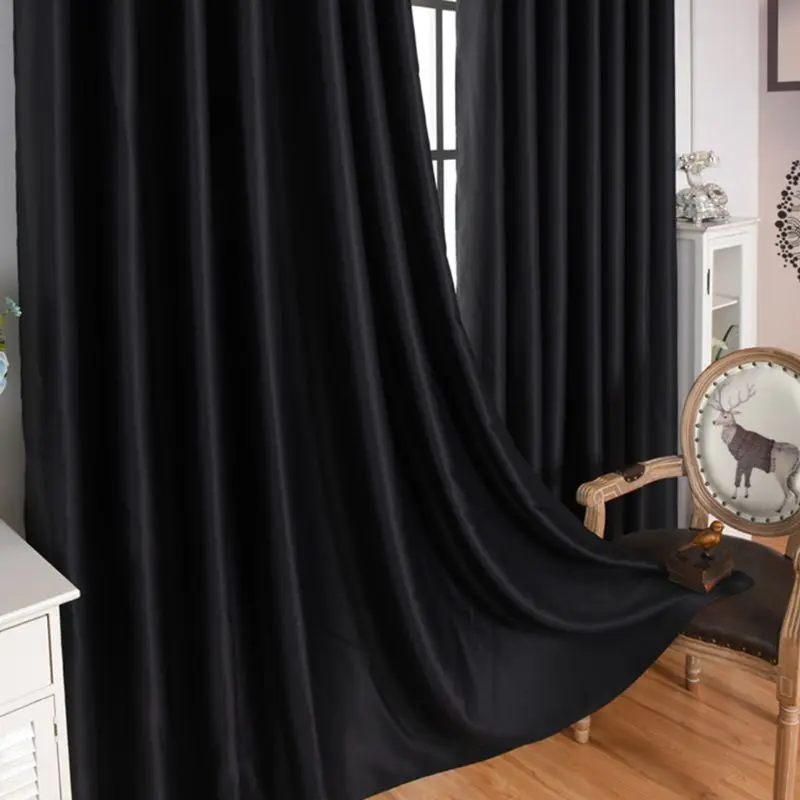 Thick Thermal Blackout Ready Made Eyelet Ring Top Pair Curtains Panel