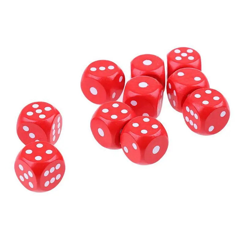 Топ! 10 шестисторонних D6 кости для настольных игр из дерева красный|Кубики| |