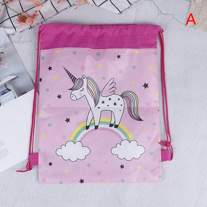 A Детская Нетканая сумка рюкзак для путешествий школьный мешок Декор Drawstring Подарочная сумка - Цвет: A