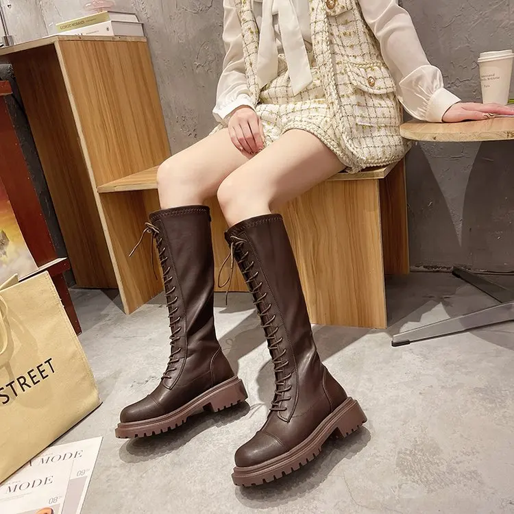 Fashion Round Head Winter Women Comfortable High Boots Snow Ladies Non-slip Casual Lacing Platform Waterproof Shoes | Обувь