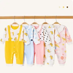 Combinaison pour bébé, pyjama en coton, vêtements de printemps et d'automne, nouveau né, début d'automne et hiver 