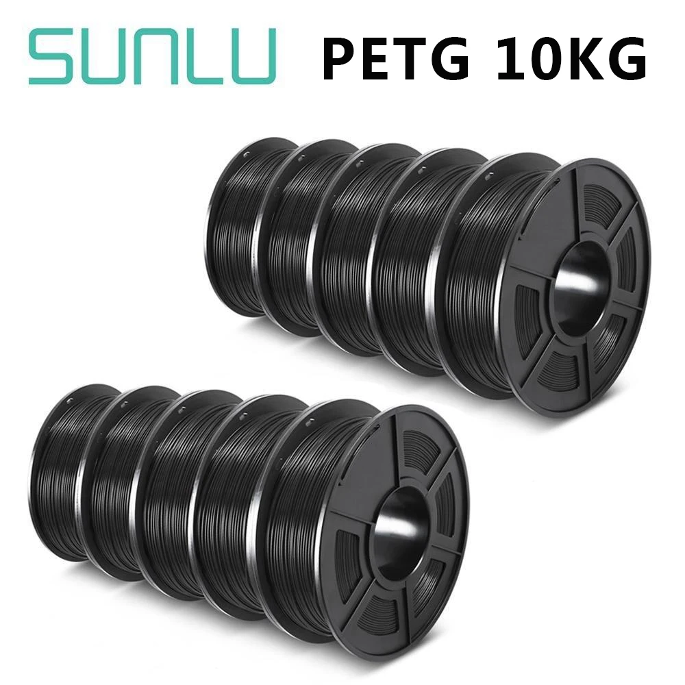 SUNLU PETG черная и белая нить для 3d печати профессиональная 10 кг/10 рулонная