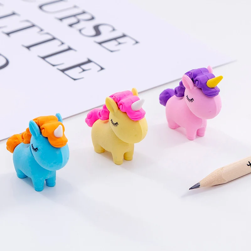 

Cute Pencil Eraser Kawaii Fat Unicorn Rubber Eraser Cartoon Mini Eraser For Kids Girls School Stationery Correction Supplies