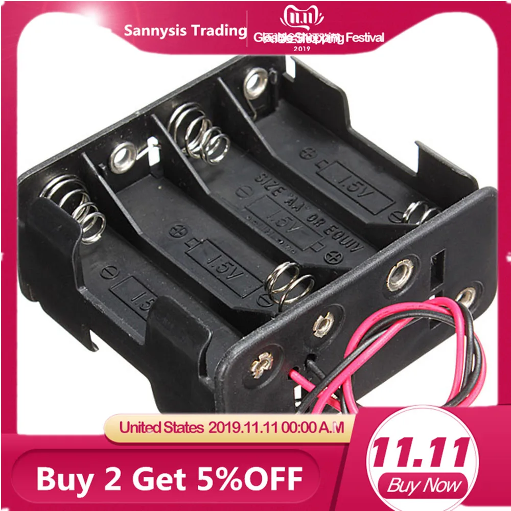 New Coming Lovely 1Pc 8 AA 2A Battery 12V Clip Holder Black Box Case with Wire Leads |