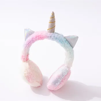 

HeadPhone Fashion Color Plush Warm Mobile Phone Music Headset Children Cute Cartoon Unicorn Headset Headphone Wire