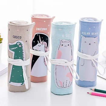 

Cartoon Unicorn Cat Pencil Case School Pencil Cases Roll Up Pencil Bag Portable Pencil Box School Supplies
