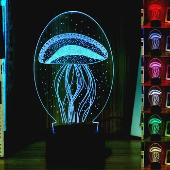 

3D LED Night Light Sea Jellyfish 3D Illusion Night Lamp Table Lamp Color Changeable USB Kids Bedroom Nightlight Child Xmas Gift