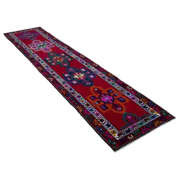

85x363 Cm Red Handmade Boho Runner Rugs-3x12 Ft