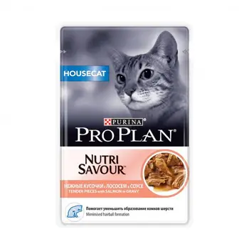 

Влажный корм Purina Pro Plan для домашних кошек, лосось в соусе, пауч, 85 г