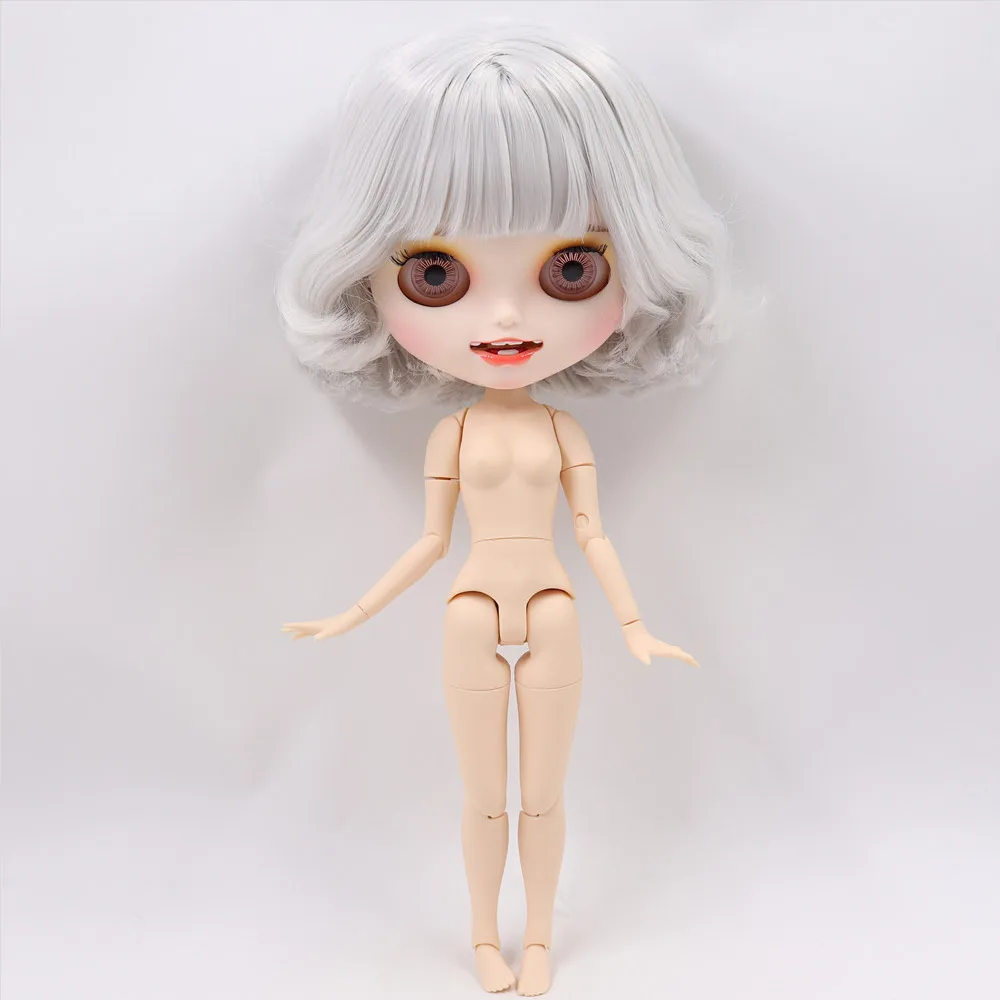 Ледяной обнаженный Blyth кукла No. BL1003 серые волосы резные губы открытый рот матовая индивидуальные лица сустава тела 1/6 bjd - Цвет: like the picture