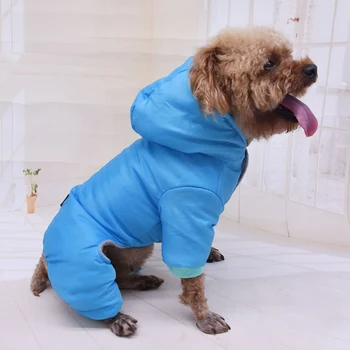 

Winter Dog Fleece Jumpsuit Small Puppy Coat Pet Outfits 4-legged Windproof Warm Dog Hoodie Clothing