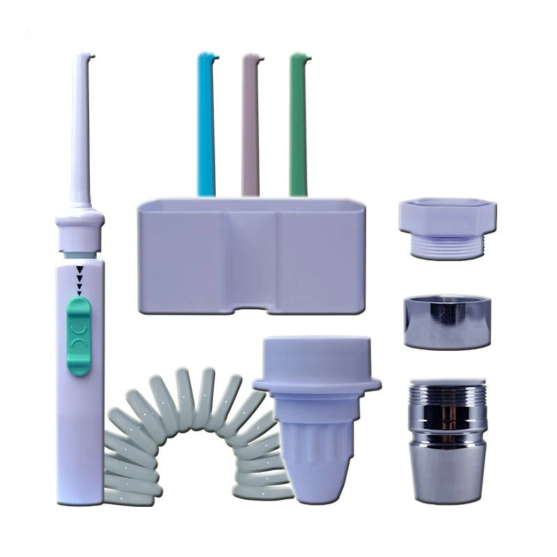

Dental floss faucet Oral irrigator Water flosser Flossing nozzle Flossing device Scaler Water floss