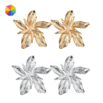 

Gold Big Flower Drop Dangle Trendy Metal Floral Earring for Women Gift Pendant Party Jewelry