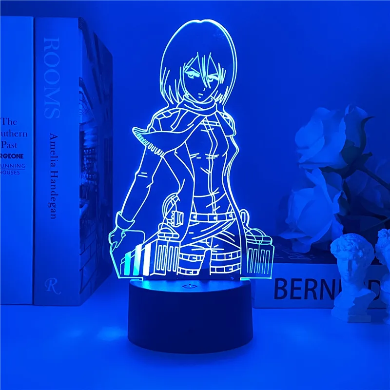 night lamp 3d Night Light Attack on Titan Mikasa Ackerman Figure Girl Nightlight for Dorm Room Decor Light Led Usb Battery Lamp Event Prize nite light